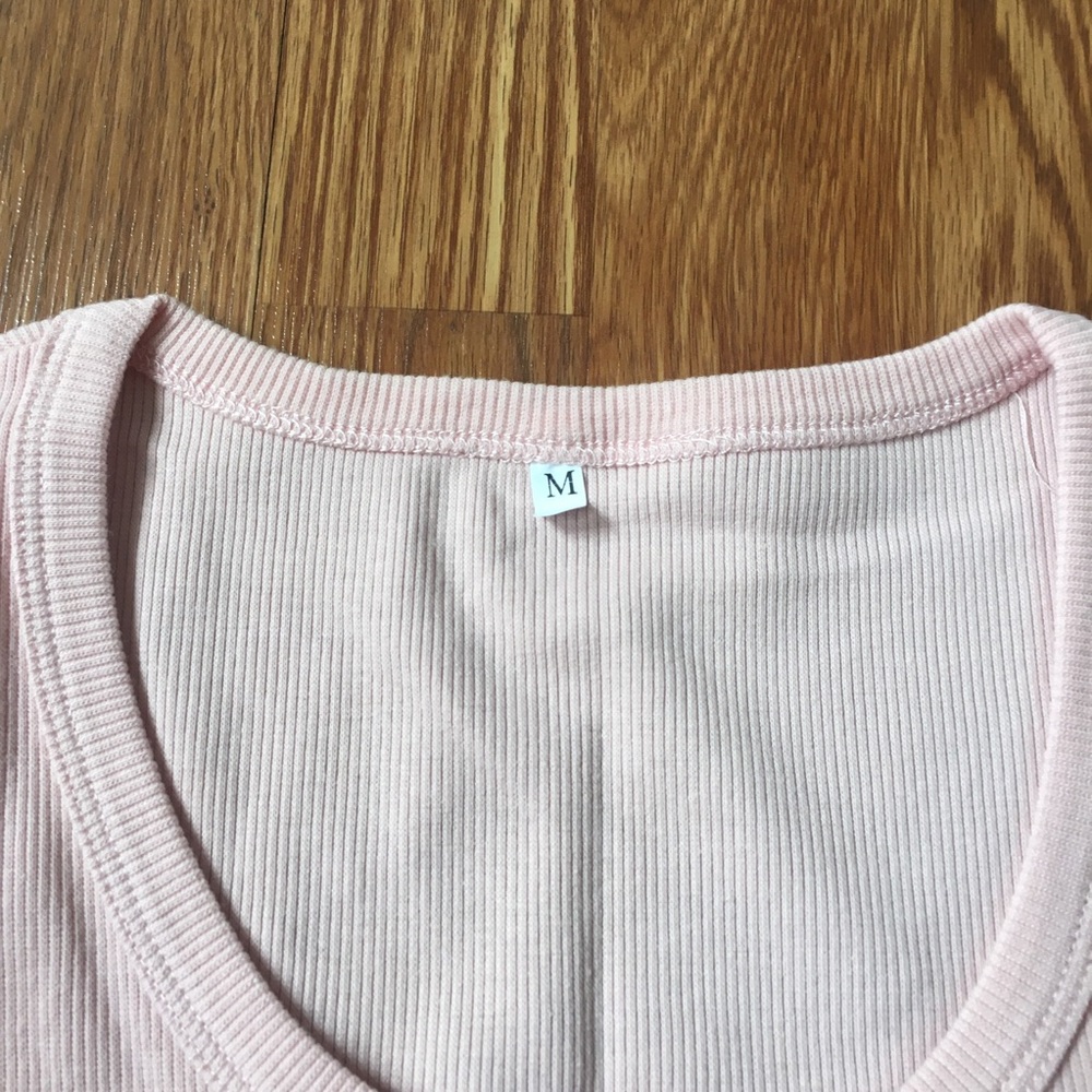 Solid Button Up Crop Tee - Picture 2 of 3